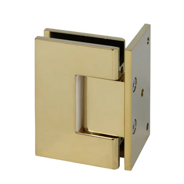 Brushed Gold Offset Plate Wall to Glass 90⁰ Shower Hinge