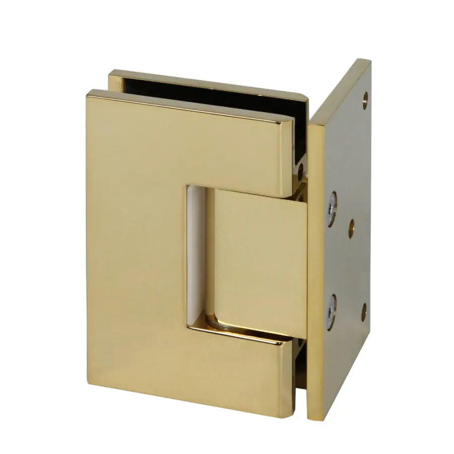 Brushed Gold Offset Plate Wall to Glass 90⁰ Shower Hinge