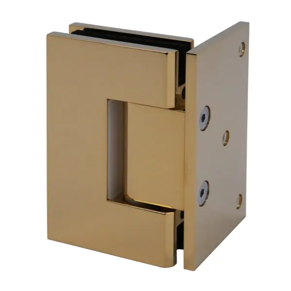 Polished Gold Offset Plate Wall to Glass 90⁰ Shower Hinge
