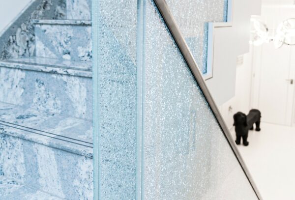 crackle glass balustrades - cracked ice glass