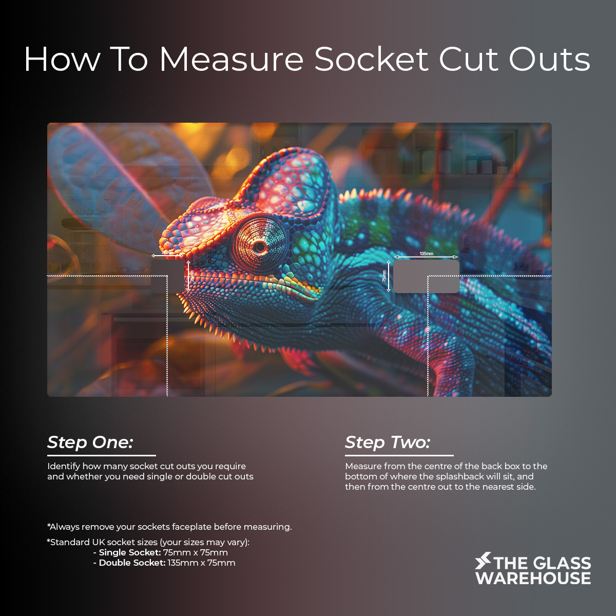 How to measure socket cut outs for your printed glass kitchen splashback