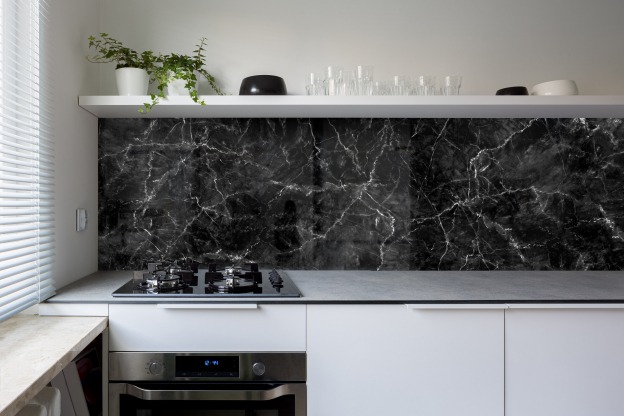 Black Marble Printed Kitchen Splashbacks
