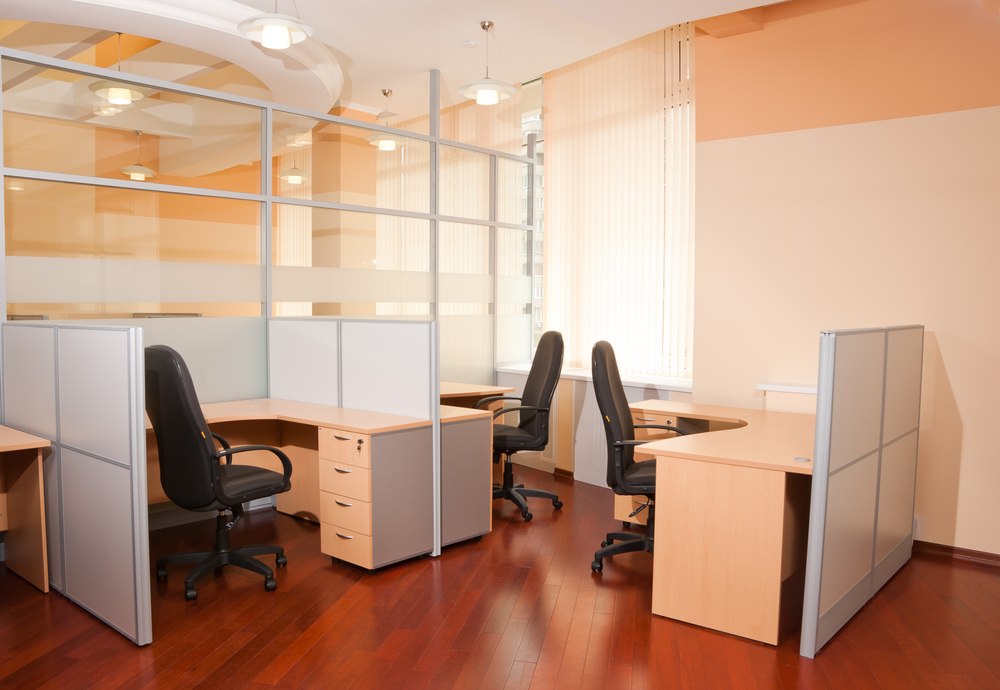 glass partition in a modern office