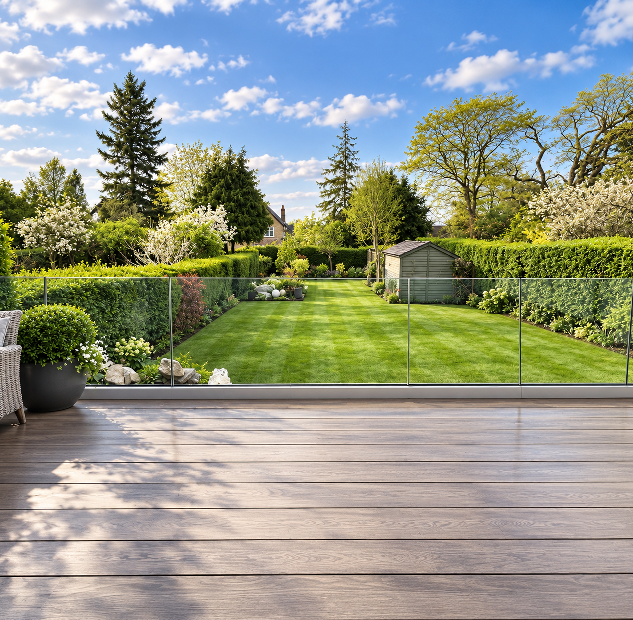 glass balustrade on decking