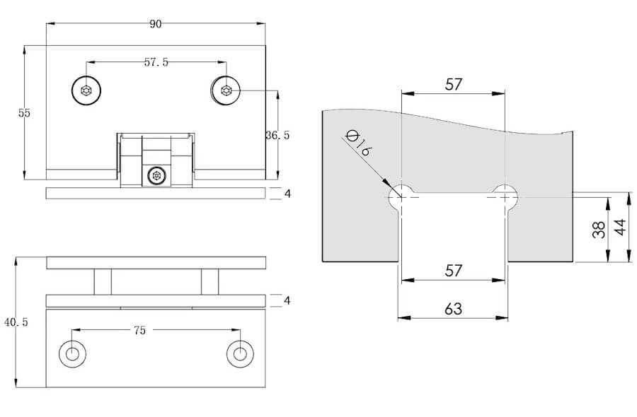 90° Glass-to-Glass Shower Door Hinge (Single) - Image 4