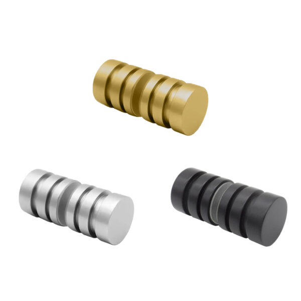 Brushed Finish Cylinder Door Knob with Perimeter Indentations