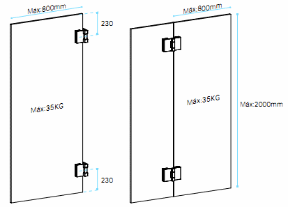 Wall Mounted Glass Door Hinge - Square Profile (Single) - Image 3