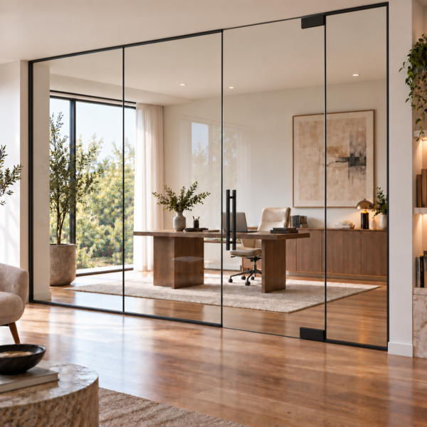 black glass partition