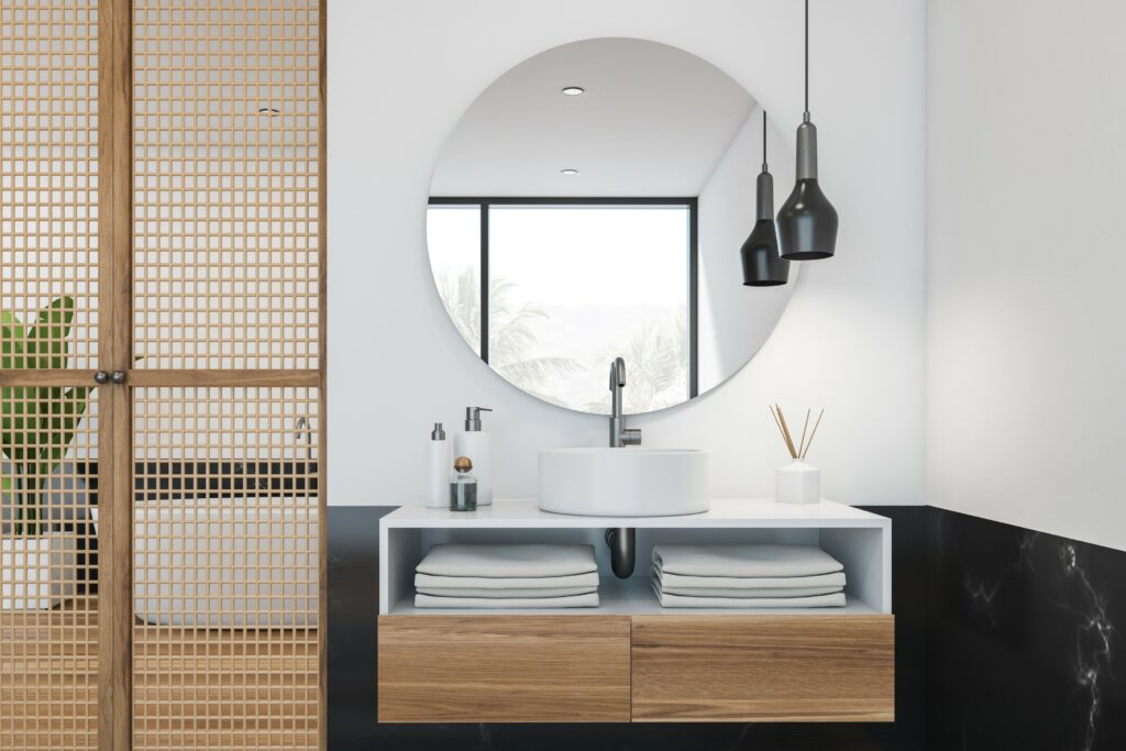 Round mirror bathroom