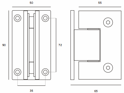 Wall Mounted Glass Door Hinge - Square Profile (Single) - Image 2
