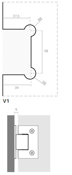 Wall Mounted Glass Door Hinge - Square Profile (Single) - Image 4