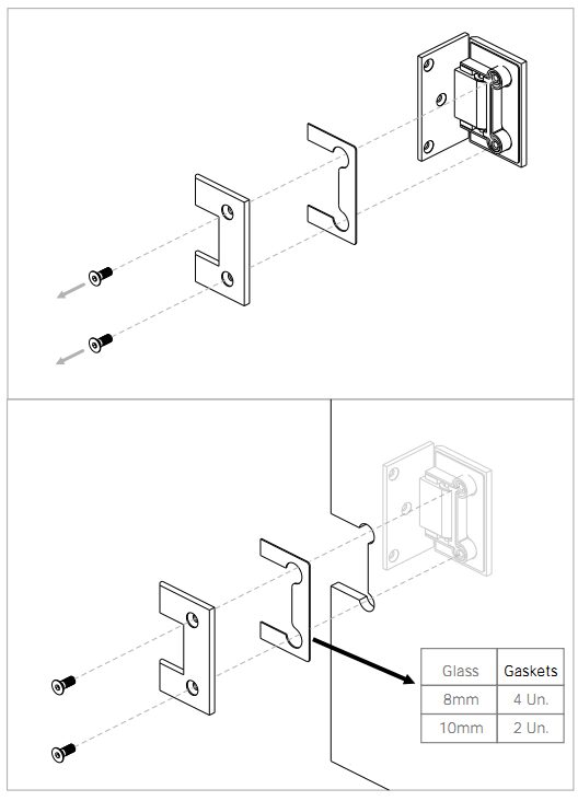 Wall Mounted Glass Door Hinge - Square Profile (Single) - Image 6