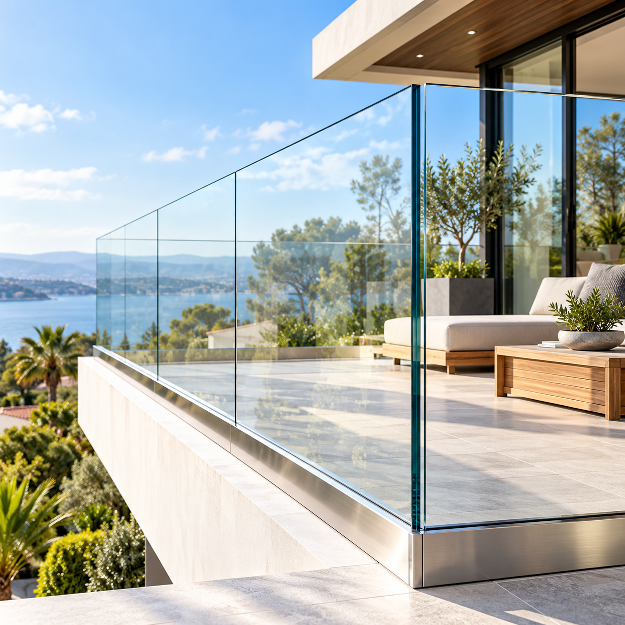 frameless glass balcony
