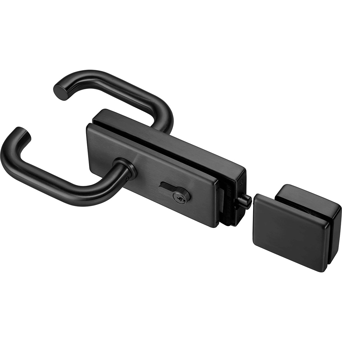 Black Thumb To Key Lever Latch Set For Glass Door To Glass