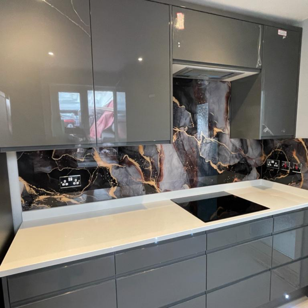 kitchen splashbacks with a luxury marble print