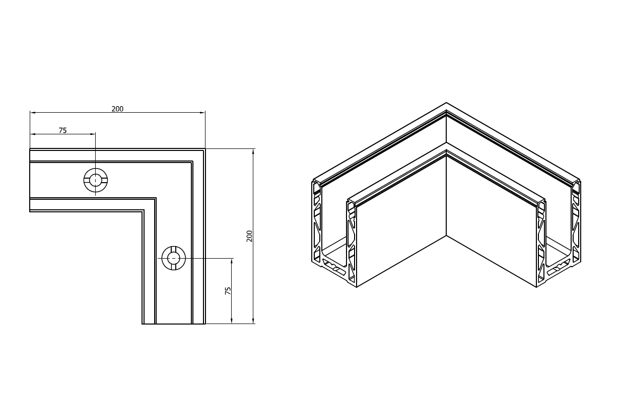 90° Corner For Glass Balustrade Channel - Image 2