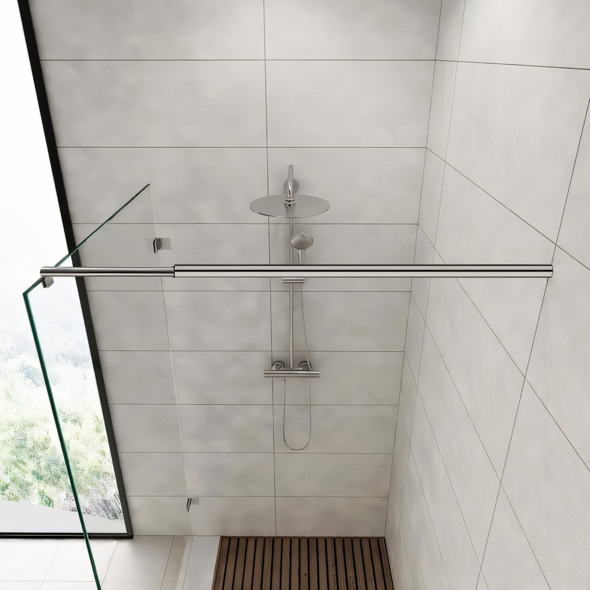 Wall-to-Glass Adjustable Shower Screen Support Bar - Image 2