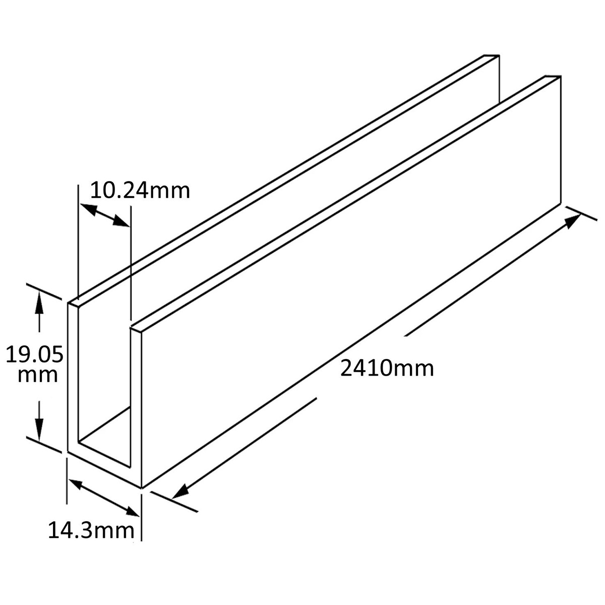 Matt Black 2,350mm Glazing Channels – 8mm – 10mm Glass - Image 3