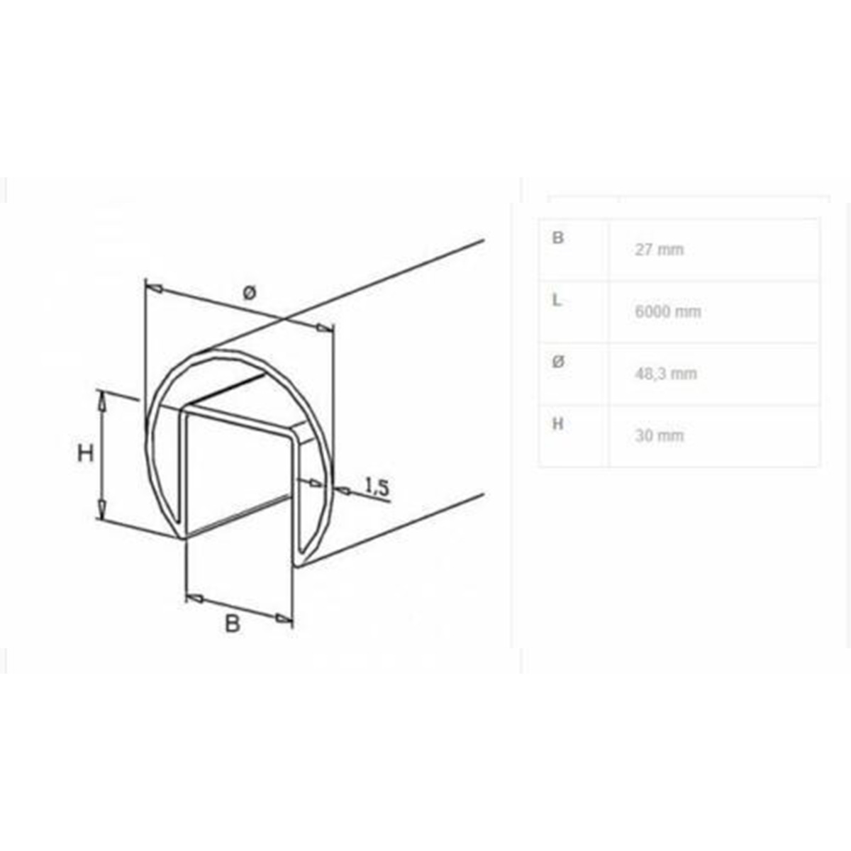 5m Slotted Tube Handrail For Glass Balustrades - Image 3