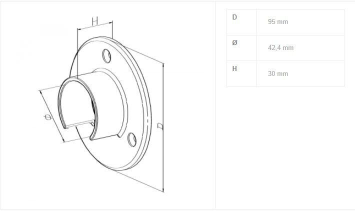 Satin Slotted Wall Plate For Slotted Tube Balustrade Handrail - Image 2