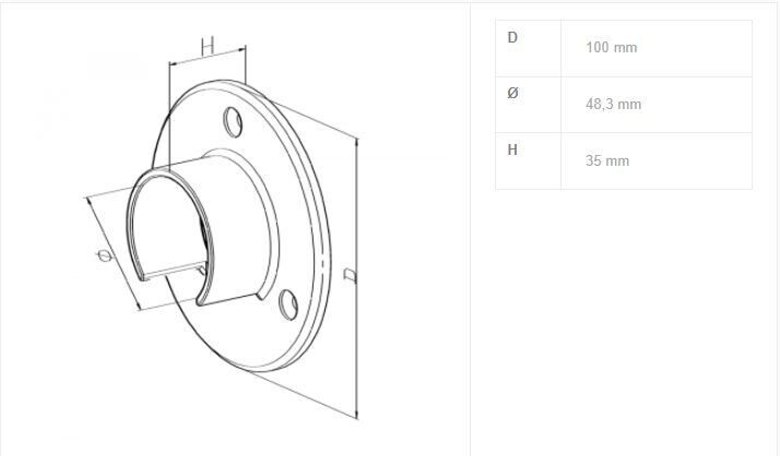 Satin Slotted Wall Plate For Slotted Tube Balustrade Handrail - Image 3