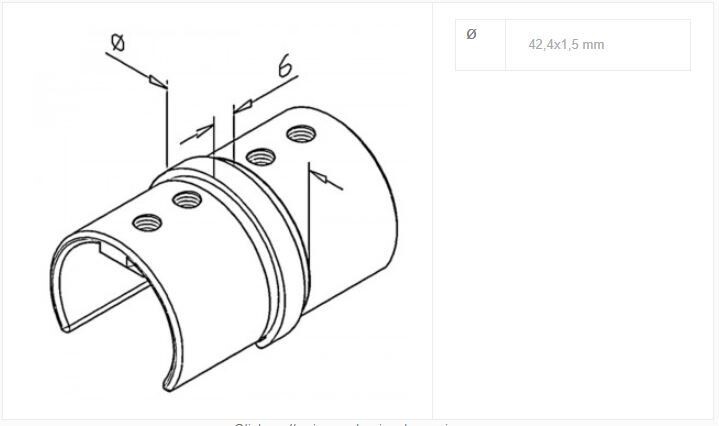 Satin Slotted Straight Connector For Slotted Tube Balustrade Handrail - Image 2