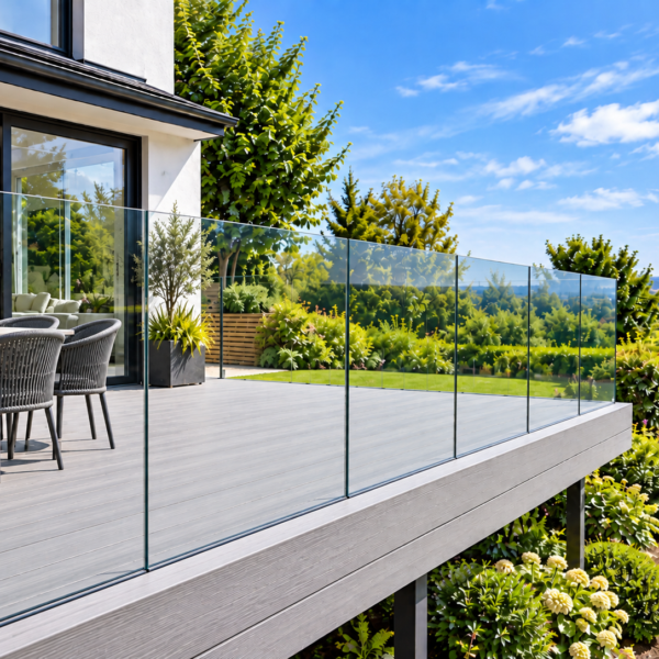 Glass decking frameless balustrade