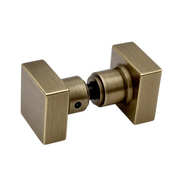 Brushed Brass Square Double Pull Glass Door Knob