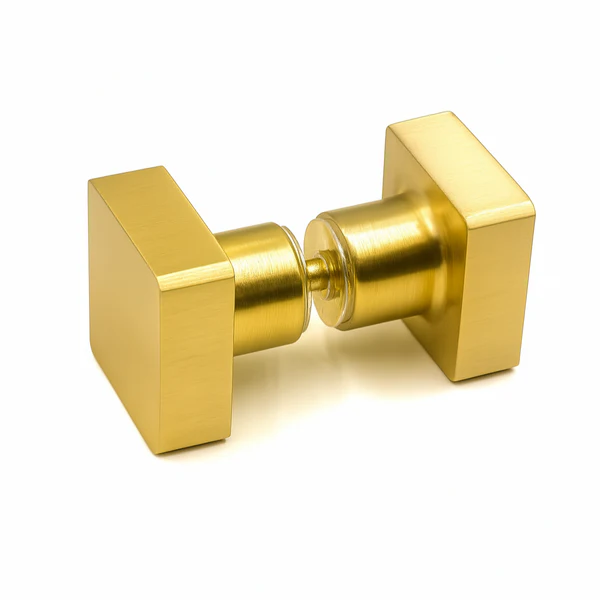 Brushed Gold Square Double Pull Glass Door Knob