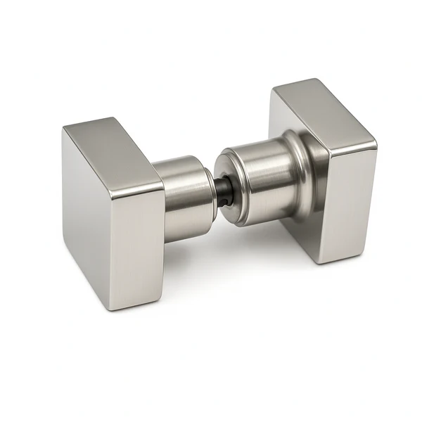 Polished Nickel Square Double Pull Glass Door Knob