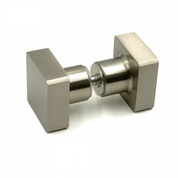Satin Nickel Square Double Pull Glass Door Knob