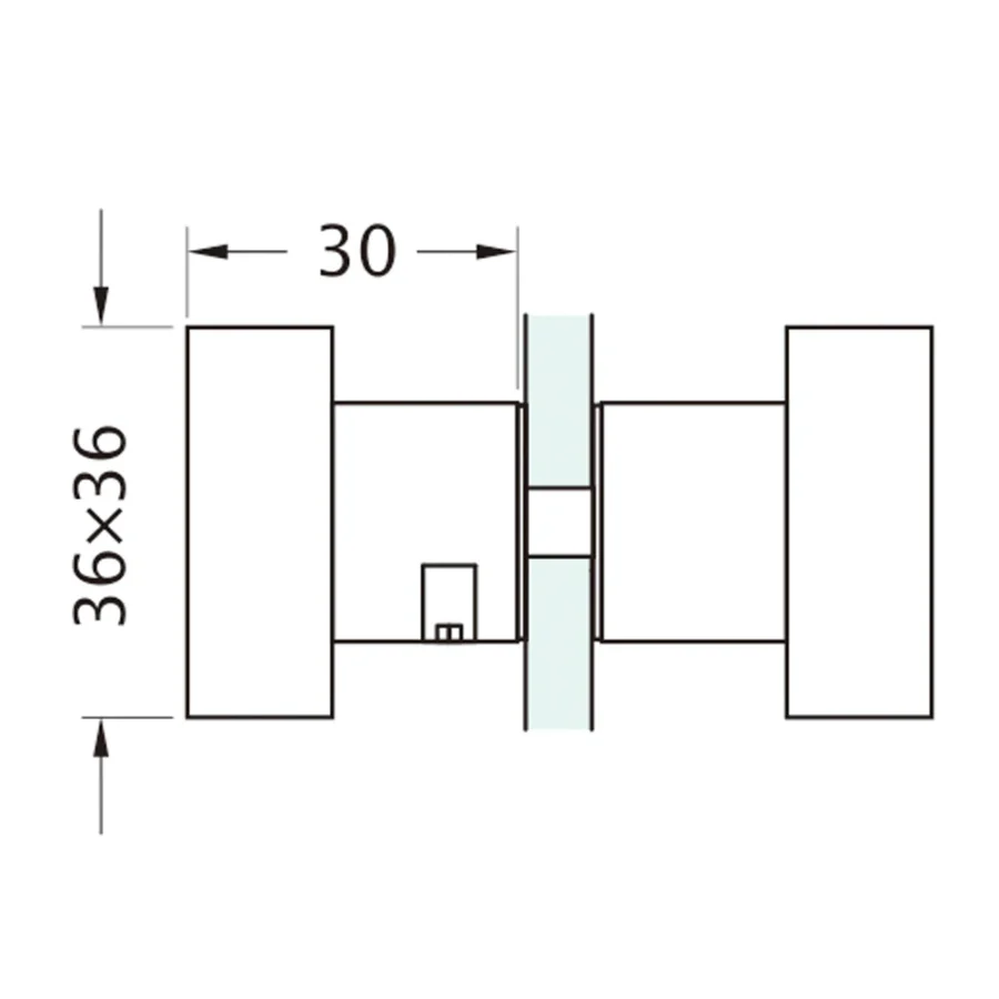 Matt Black Square Double Pull Glass Door Knob - Image 3