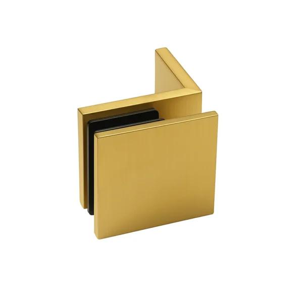 90° Offset Plate Wall-to-Glass Bracket Brushed Gold