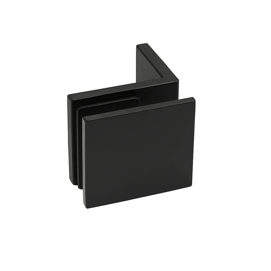 90° Offset Plate Wall-to-Glass Bracket Matt Black