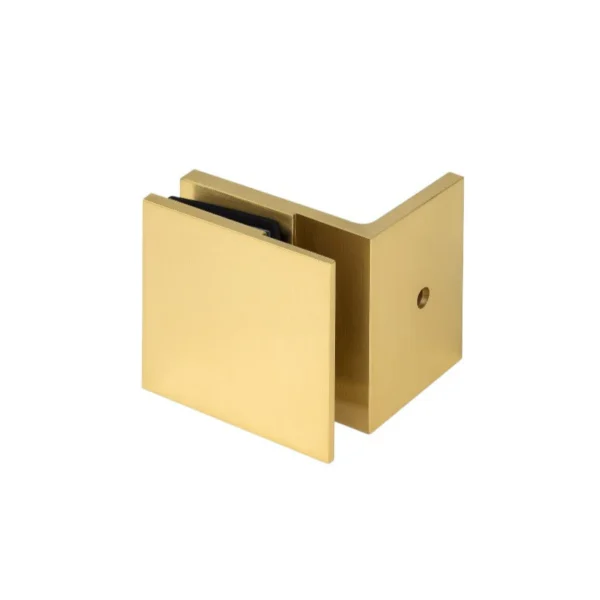90° Offset Plate Wall to Glass Brushed Gold