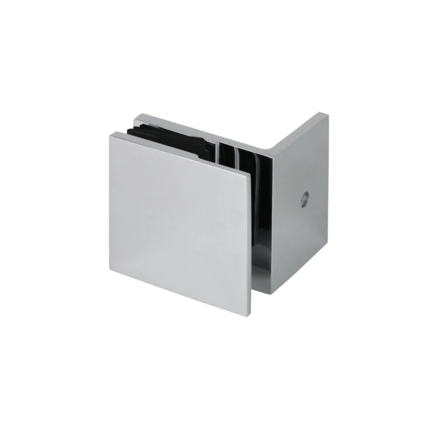 90° Offset Plate Wall to Glass Chrome