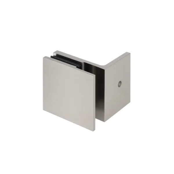 90° Offset Plate Wall to Glass Satin Nickel